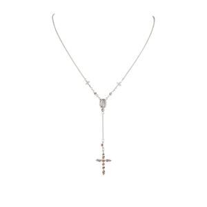 VIRGINS SAINTS & ANGELS VSA Maddie Rosary Necklace in Silver & Vintage Rose